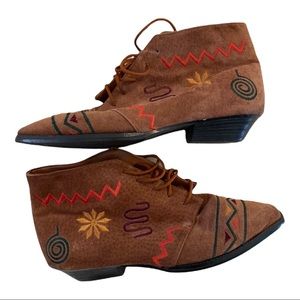 Vintage Booties Aztec Suede 90’s